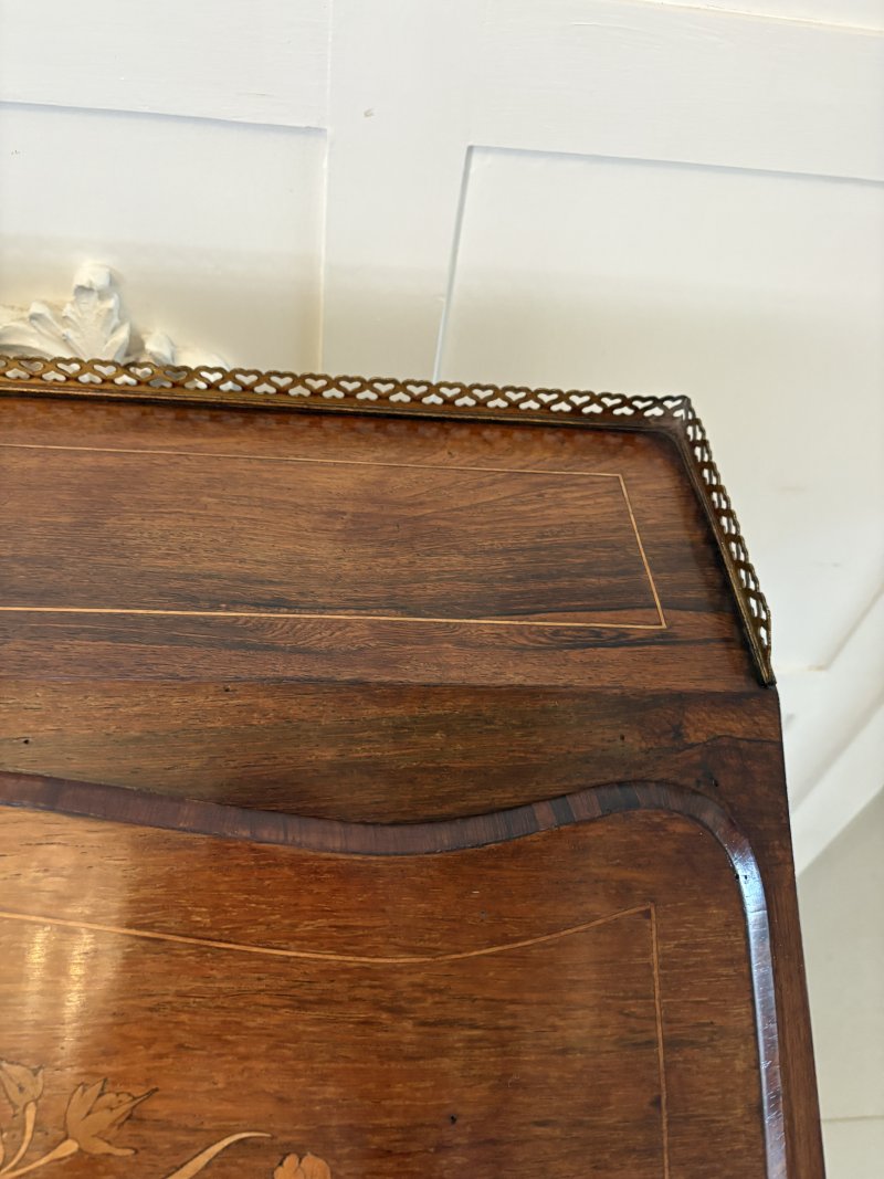 Antique Victorian French Quality Rosewood Marquetry Inlaid Bureau - Image 12